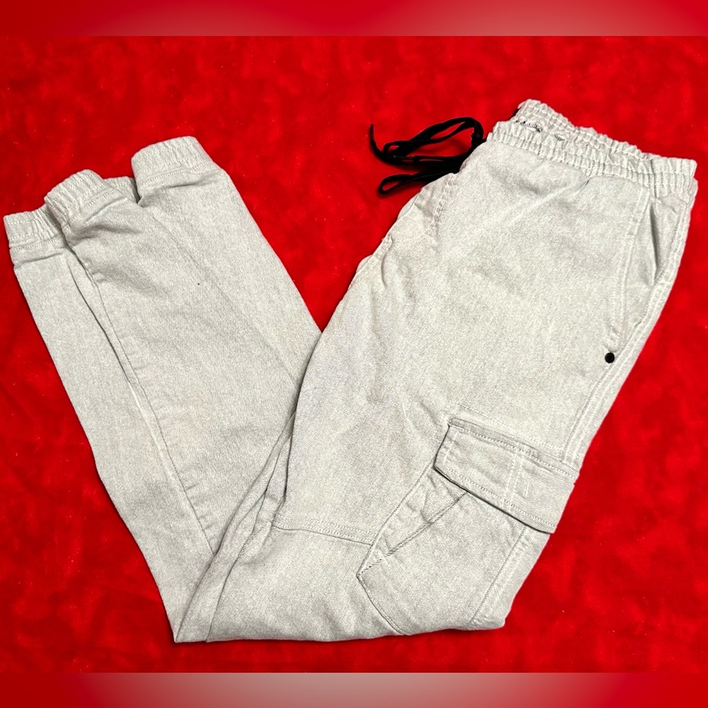 Guess Light Gray Jean Cargo Jogger Pants M